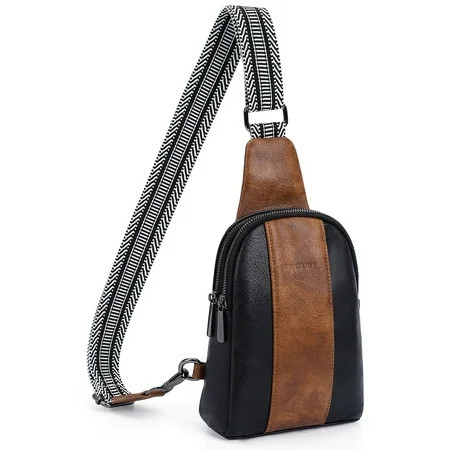 HKCLUF Leather Chest Bag for Women with Adjustable Strap Crossbody Fanny Pack | Walmart (US)