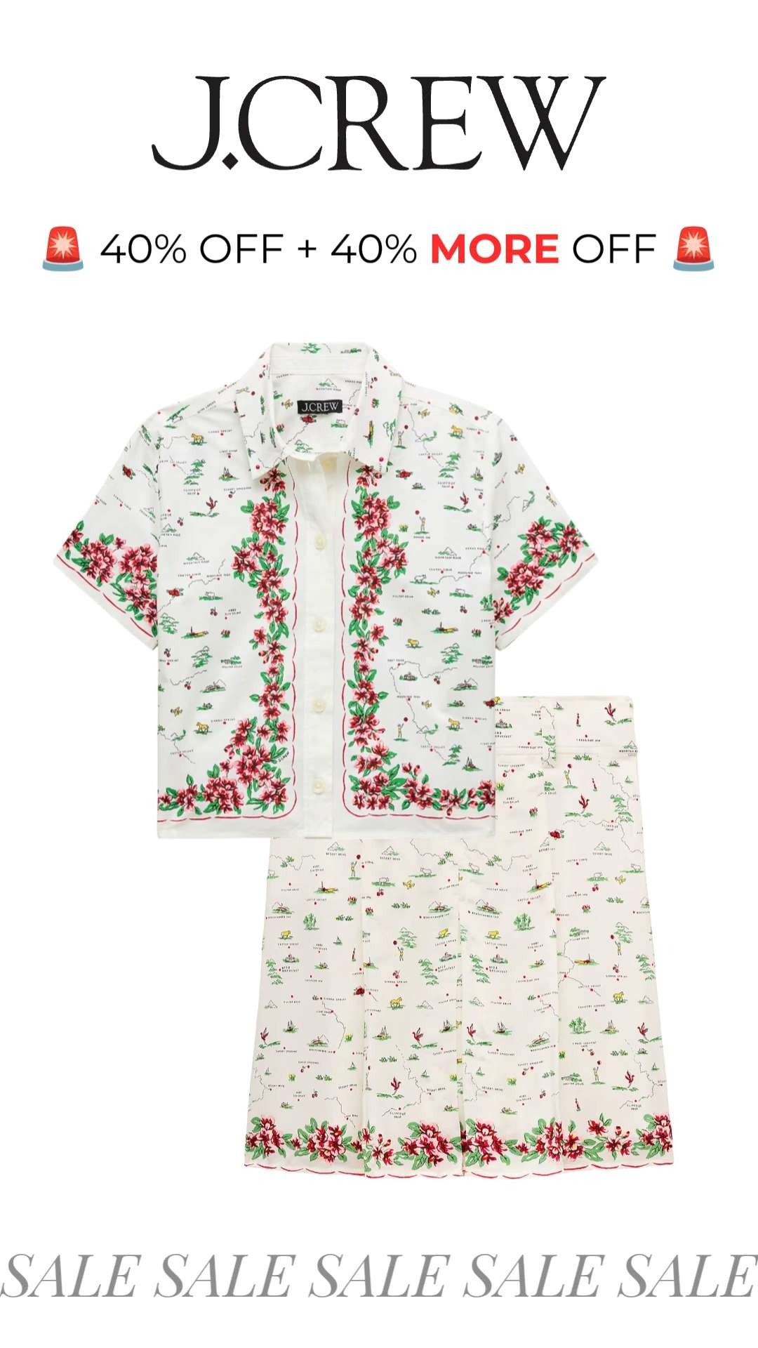 This J.Crew matching set is giving effortless summer elegance 🌸 The floral details and relaxed silhouette make it the perfect outfit for vacations, brunch dates, graduations, garden parties, or warm-weather events. And it is sale right now, 40% off + 40% more off sale styles! Use the code SUMMER on your check out.  

 #LTKootd #LTKSeasonal #LTKSaleAlert