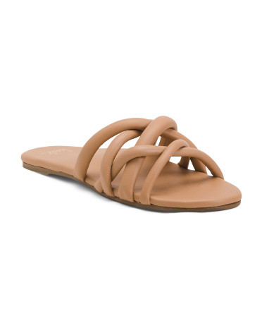 Leather Puffback Flat Sandals | TJ Maxx