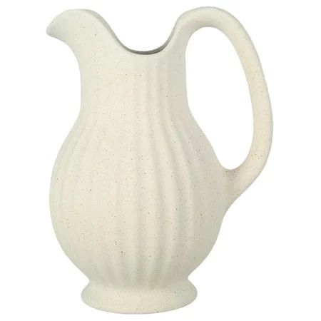 Ceramic Pitcher Vase with Handle White Farmhouse Vase for Flower Arrangement | Walmart (US)