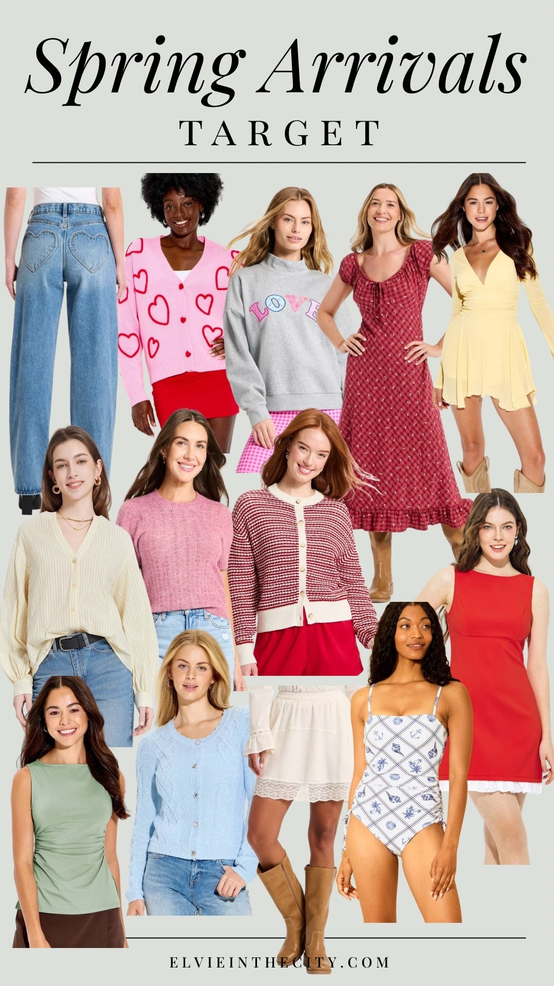 Spring arrivals from Target include jeans with heart pockets, a heart cardigan, “love” sweatshirt, a ruffle sleeve maxi dress, a yellow flowy mini dress, a button up blouse, red sweaters, a sleeveless touched top, lace skirt, one-piece bathing suit, and a red sleeveless dress.

Valentine’s Day outfit, ootd, spring outfit idea, causal outfit, fashion over 40, over 50 style, affordable fashion, petite

#LTKFindsUnder50 #LTKootd #LTKOver40