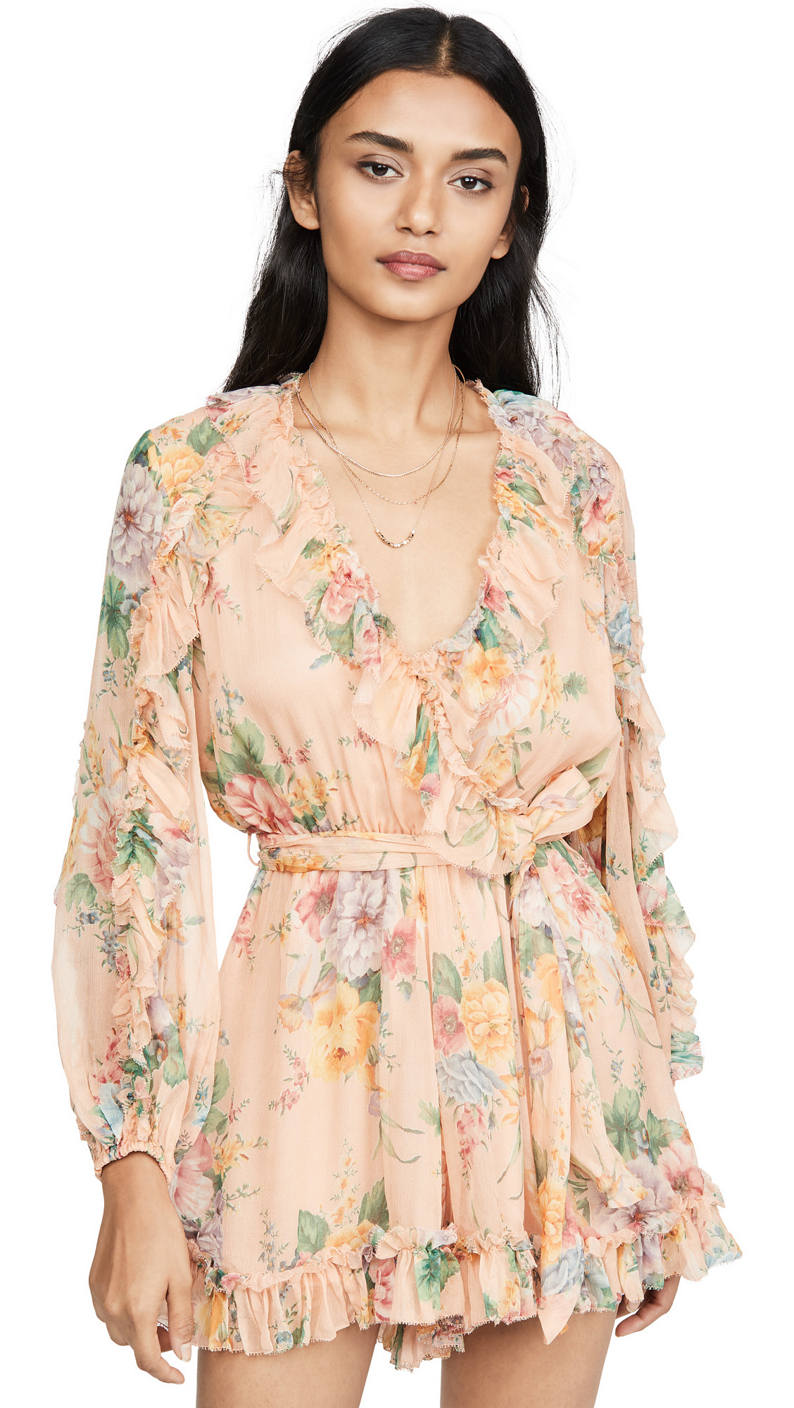 Zimmermann Zinnia Plunge Ruffle Romper | Shopbop
