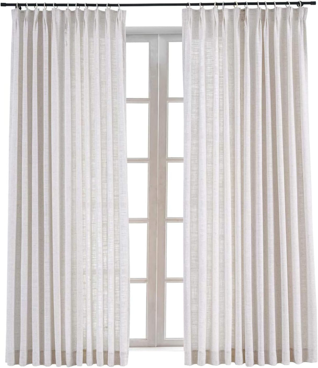 TWOPAGES 72 W x 102 L inch Pinch Pleat Darkening Drapes Faux Linen Curtains Drapery Panel for Liv... | Amazon (US)