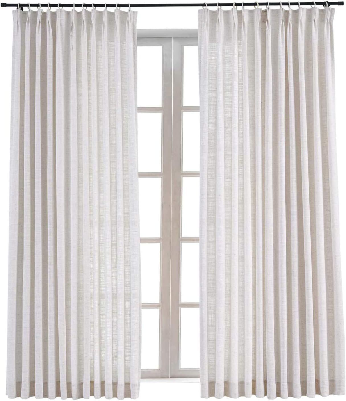 TWOPAGES 84 W x 96 L inch Pinch Pleat Darkening Drapes Faux Linen Curtains Drapery Panel for Living  | Amazon (US)