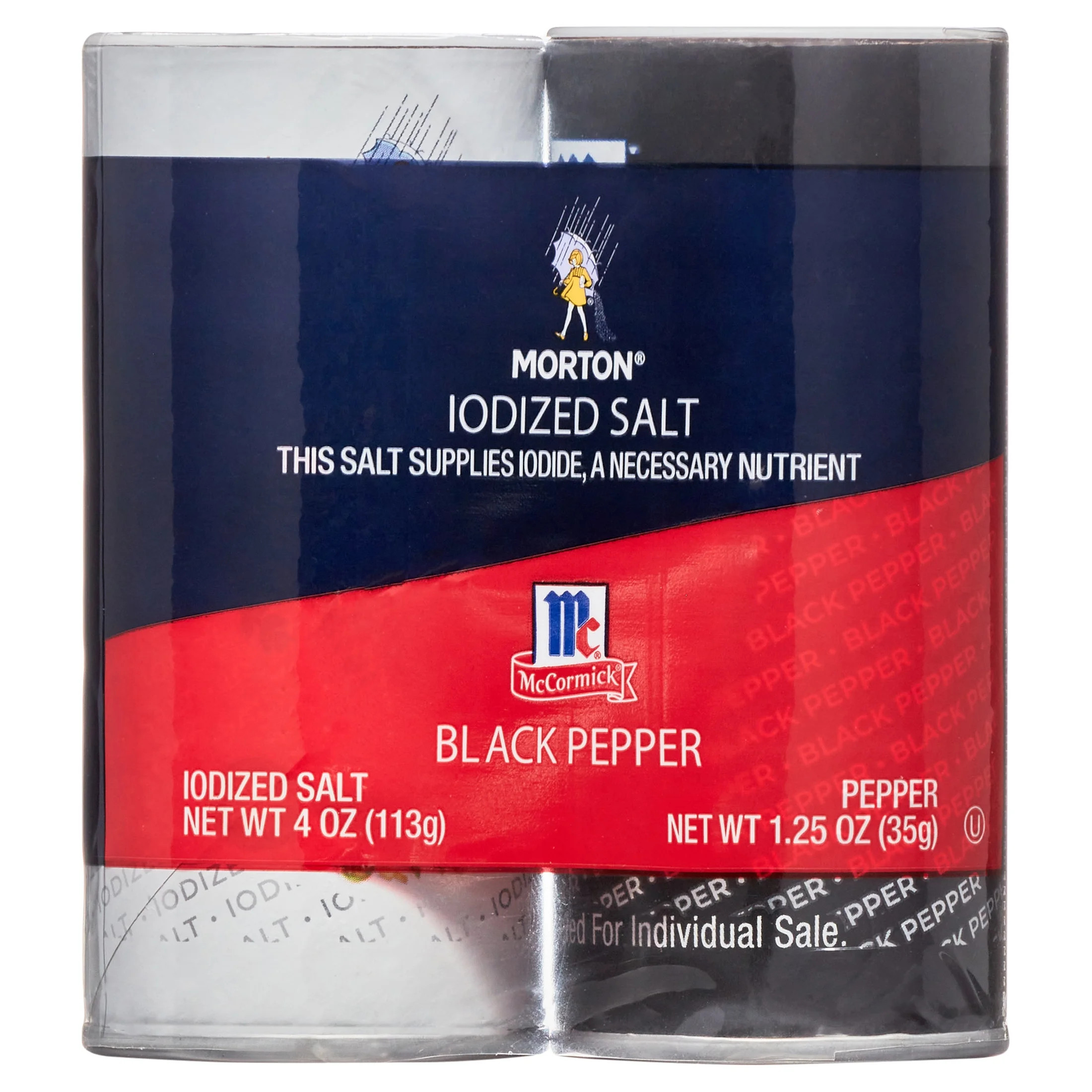Morton Salt Iodized Salt & McCormick Black Pepper, 5.25 oz Shaker Set | Walmart (US)
