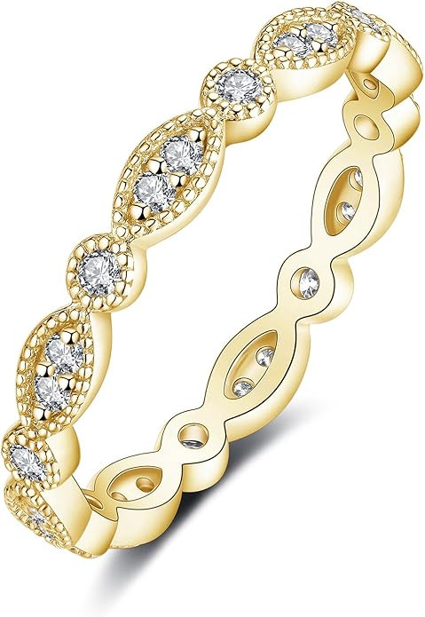 IMOLOVE Moissanite Wedding Band Wedding Rings for Women Evil Eye Shaped 925 Sterling Silver Rings... | Amazon (US)