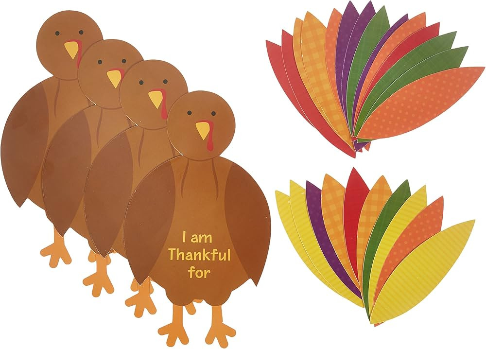 amscan Paper Turkey Craft Kit - Thanksgiving Party, 1 Set,for 48 months to 144 months, Assorted S... | Amazon (US)