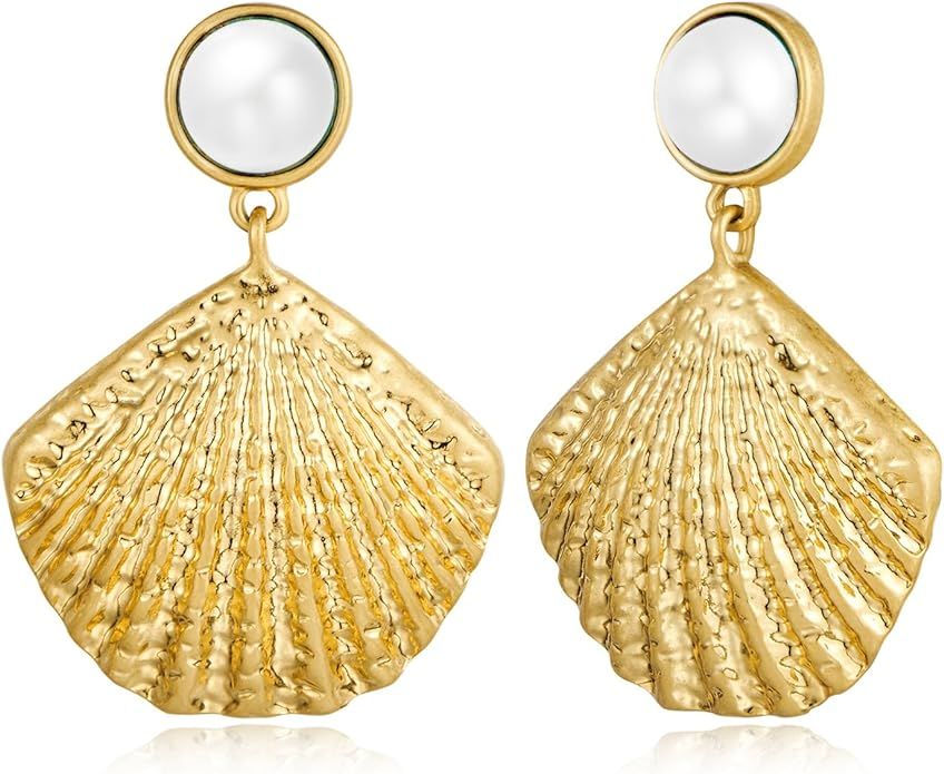 Gold Boho Ocean Earrings Shell Earrings Sea Shell Stud Earrings Beach Jewelry Gifts for Women | Amazon (US)