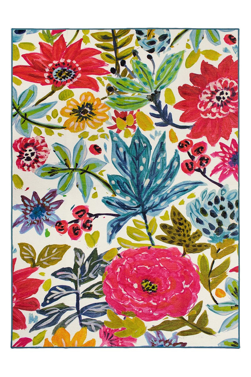 Floral Bloom Multicolor Washable Rug | My Magic Carpet