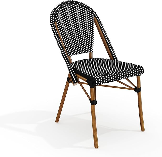 Martha Stewart Lily Pond Indoor-Outdoor Stackable Aluminum Bistro Chair with Natural Woodgrain Fr... | Amazon (US)