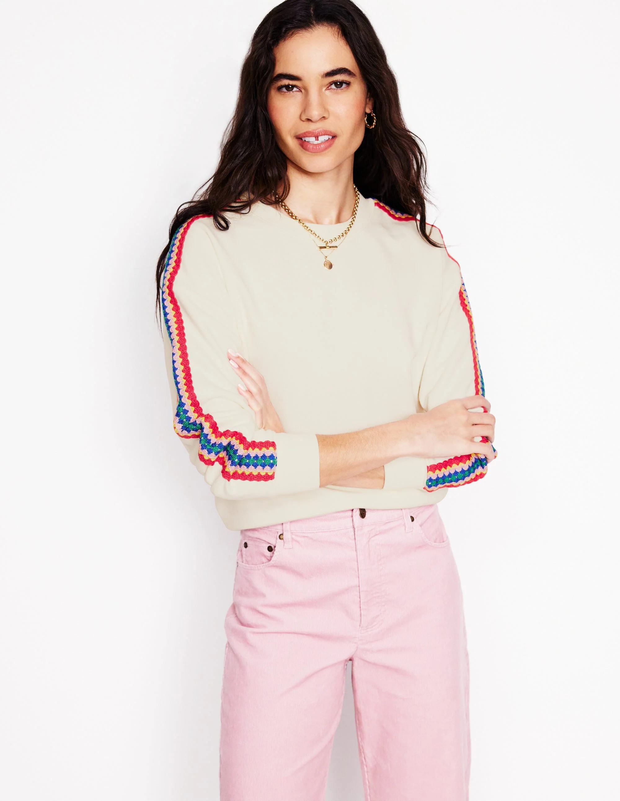 Emi Crochet Sweatshirt-Ivory | Boden (US)