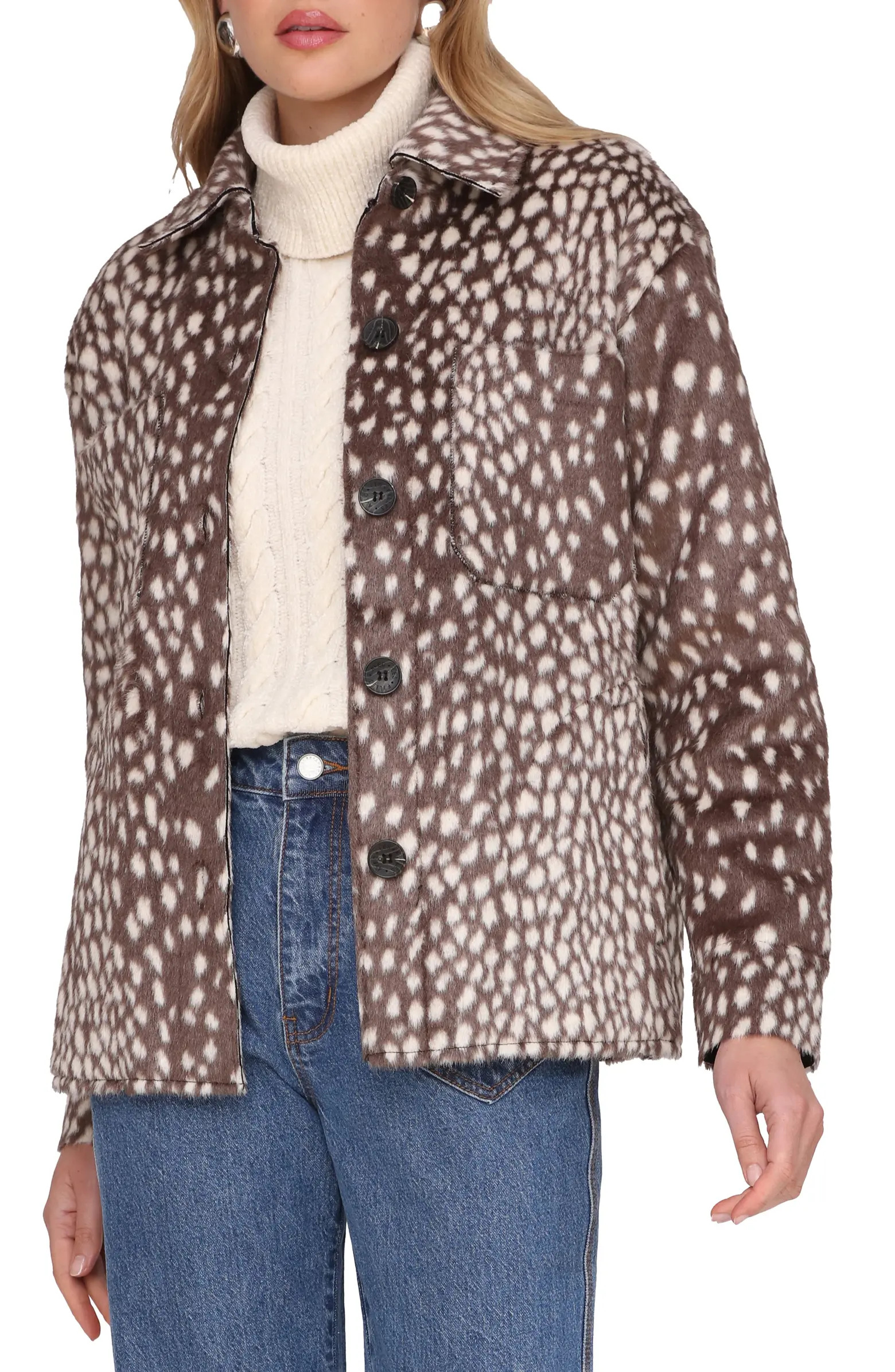 Avec Les Filles Cheetah Print Faux Fur Shirt Jacket | Nordstrom | Nordstrom