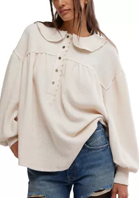 Free People Women's Queen of Hearts Thermal, Ivory, X-Large | Belk