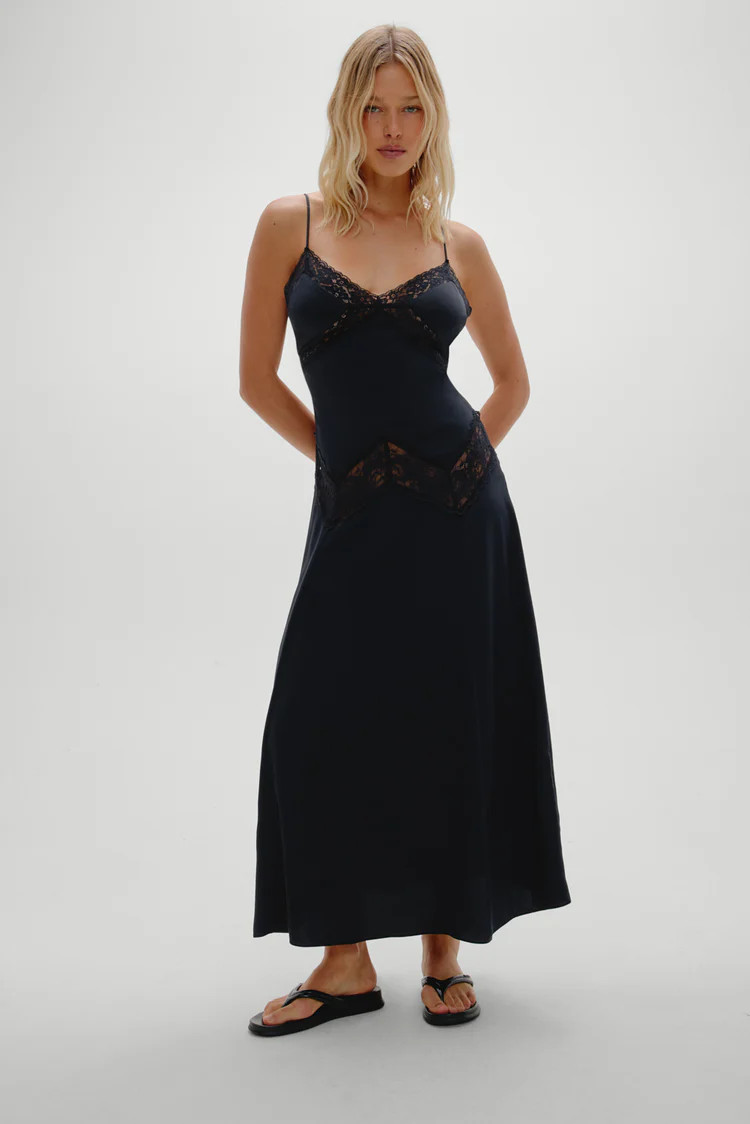 Ethereal Satin Lace Maxi Dress - Meet Me At Dusk | Frankies Bikinis