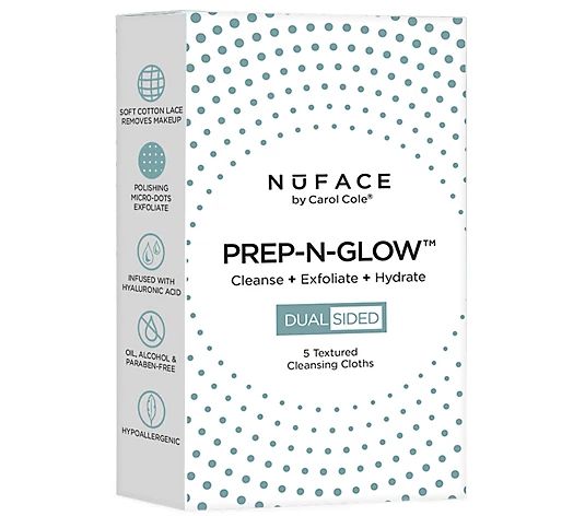 NuFACE PREP-N-GLOW Cleanse Exfoliation Cloths,5-Count - QVC.com | QVC