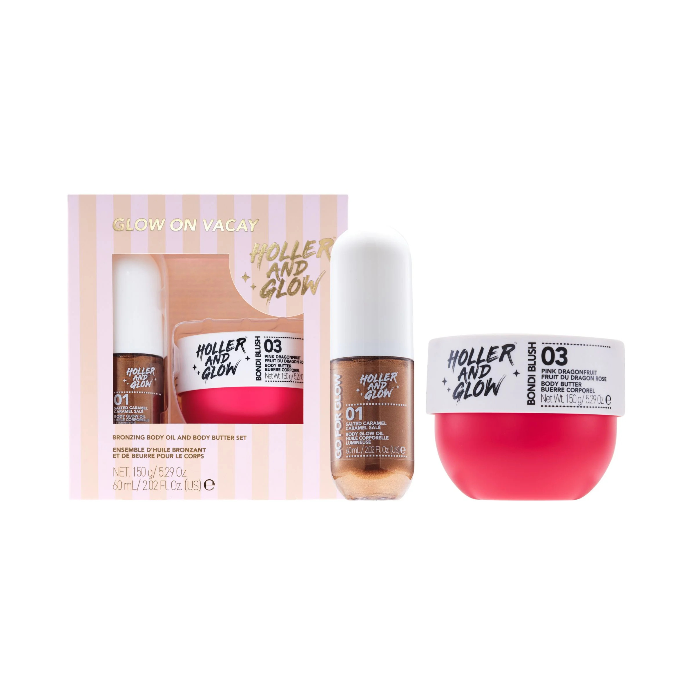 Holler And Glow Limited Edition Glow On Vacay Bronzing Body Oil And Body Butter Duo, 2 Piece Set ... | Walmart (US)
