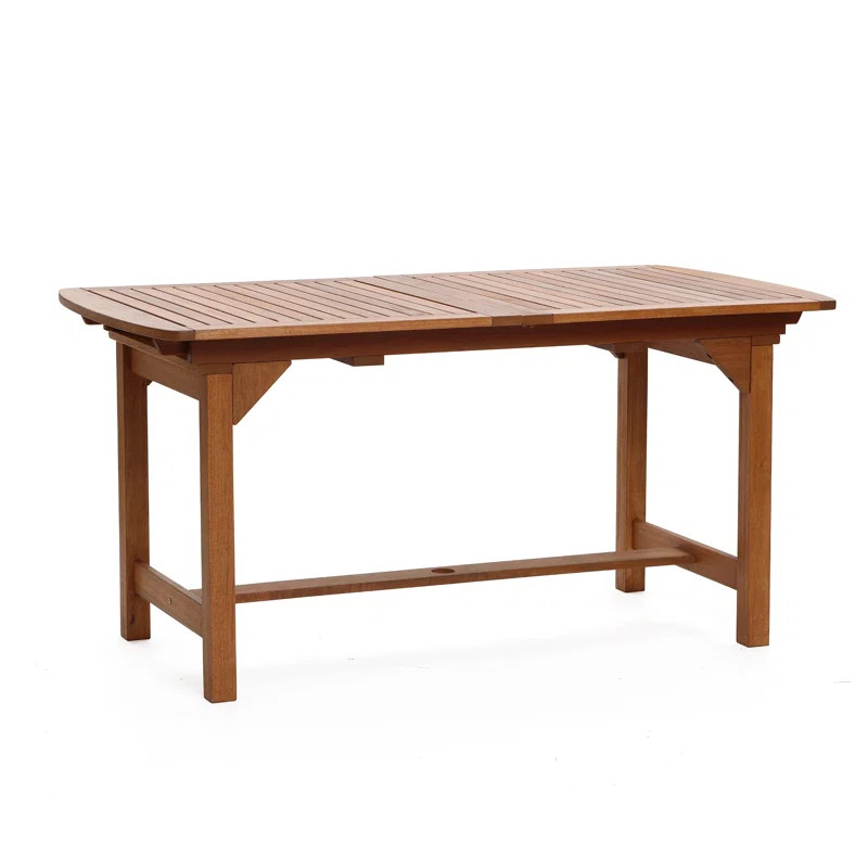 Natural Solid Wood 60"-78" Extending Rounded Rectangle Outdoor Dining Table | Wayfair North America