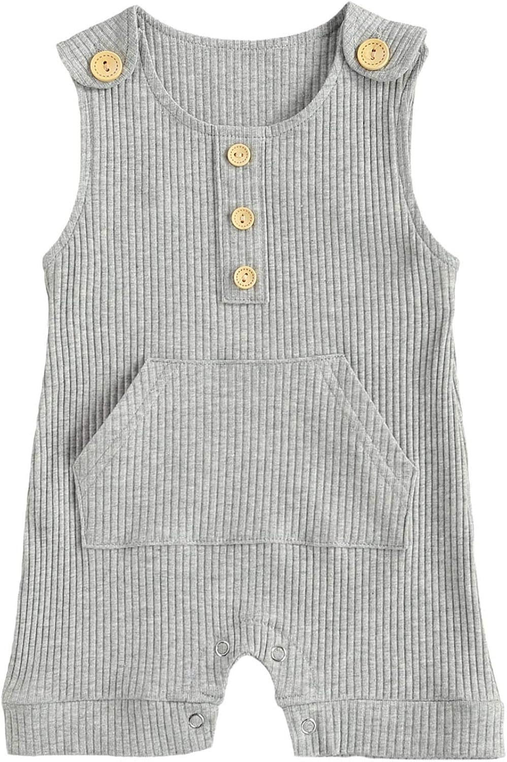 Mubineo Newborn Baby Boy Girl Basic Plain Sleeveless Cotton Bib Romper Jumpsuit Outfit | Amazon (US)