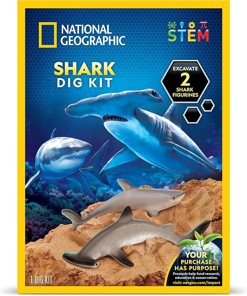 National Geographic Shark Dig Kit - Excavation Science Kit for Kids 8-12 With 2 Figurines and Dig... | Amazon (US)