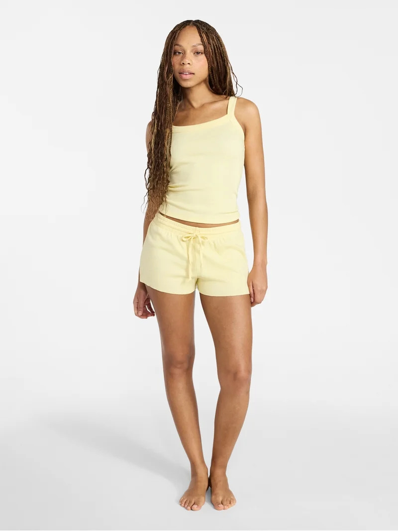 No Boundaries Rib Tank Top and Shorts Sleep Set, 2-Piece, Women's XXS-3X | Walmart (US)