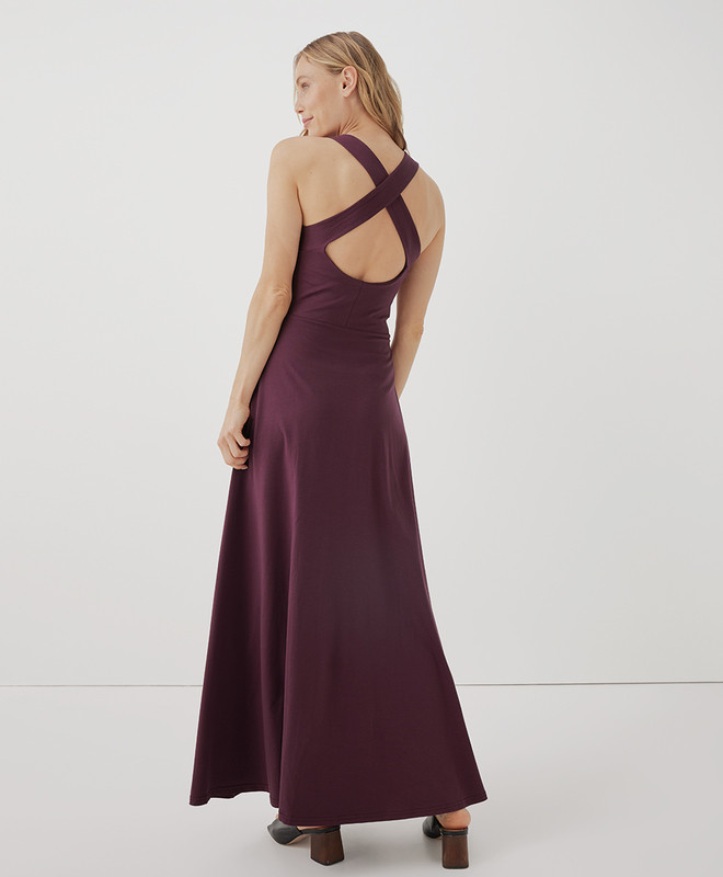 Women’s Fit & Flare Open Back Maxi Dress made with Organic Cotton | Pact | Pact Apparel