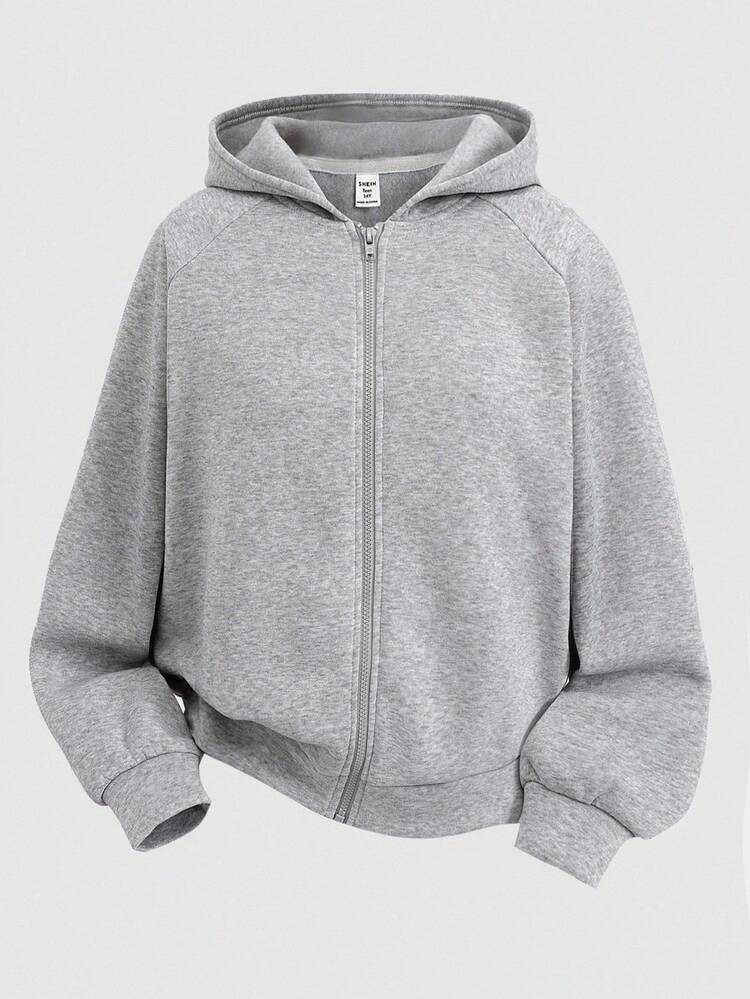SHEIN Girlism Teen Girl Gray Thermal Lined Sweatshirt, Solid Color Long Sleeve All-Match Pullover, Casual College Style Sweatshirt For Autumn/Winter Grey Zip Up Sweatshirt Tween Sweatshirt With Zipper Sweatshirts Grey Zip Up Sweatshirt Teen Girl Zip Up Sweatshirt Kids Zip Up Sweatshirt Tween Zip Up Sweatshirt | SHEIN