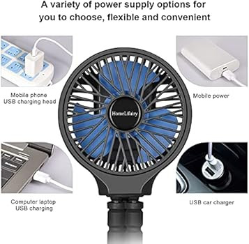 HomeLifairy Stroller Fan Clip On for Baby 5200mAh Battery Operated Fan Portable Fan Rechargeable ... | Amazon (US)