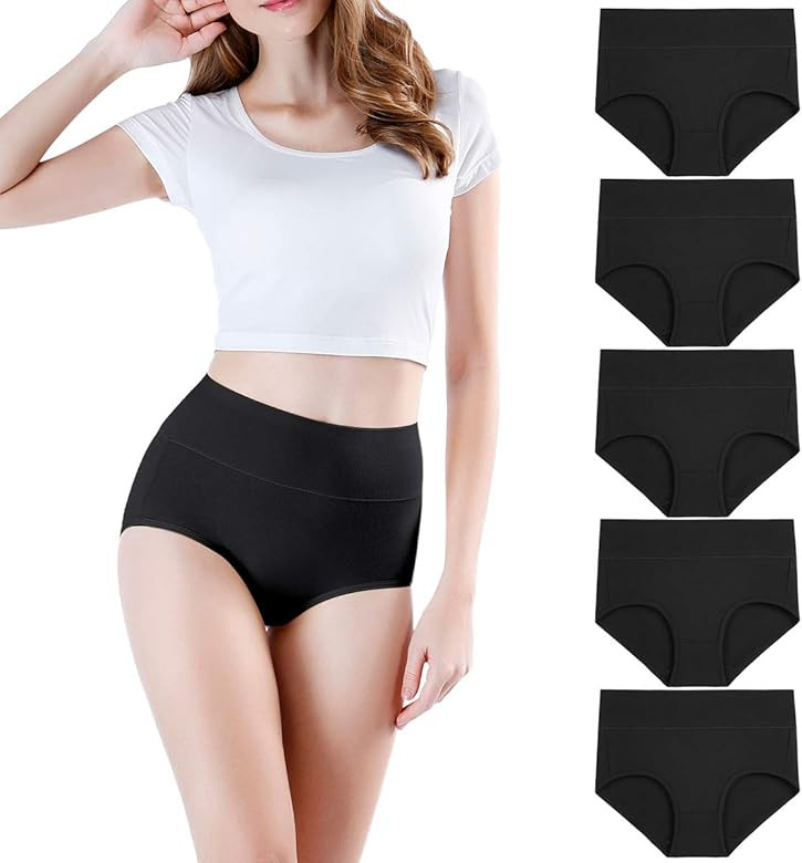 wirarpa Women's High Waisted Cotton Underwear Soft Full Briefs Ladies Breathable Panties Multipac... | Amazon (US)