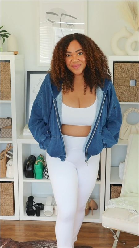White leggings + a hoodie!  #fableticspartner Yeah, we can wear white leggings as a curvy girl! 🤍. Wearing an xl in the top  and leggings. Large in the hoodie. 

Hey 🙋🏾‍♀️ Fabletics brings new monthly collections with styles launching every week with inclusive sizing💥!! #myfabletics #moveinfabletics 

#LTKcurves #LTKfit