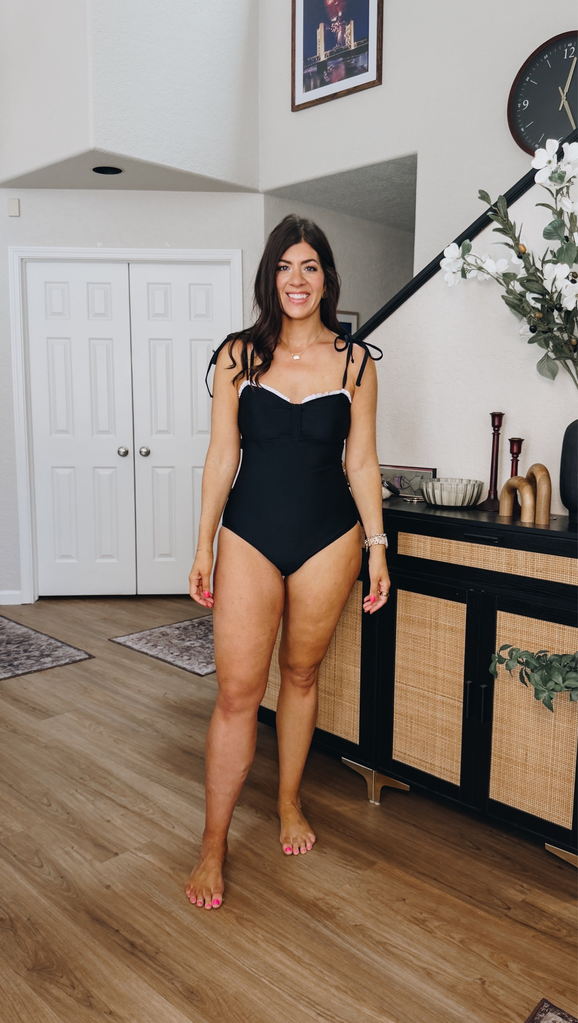 In a large ruffle swimsuit 

#LTKMidsize #LTKSwim #LTKSaleAlert