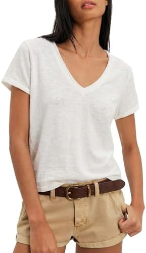 Gnveub Womens V Neck Short Sleeve T Shirts Summer Casual Tops Basic Solid Color Tee Workout Shirt... | Amazon (US)