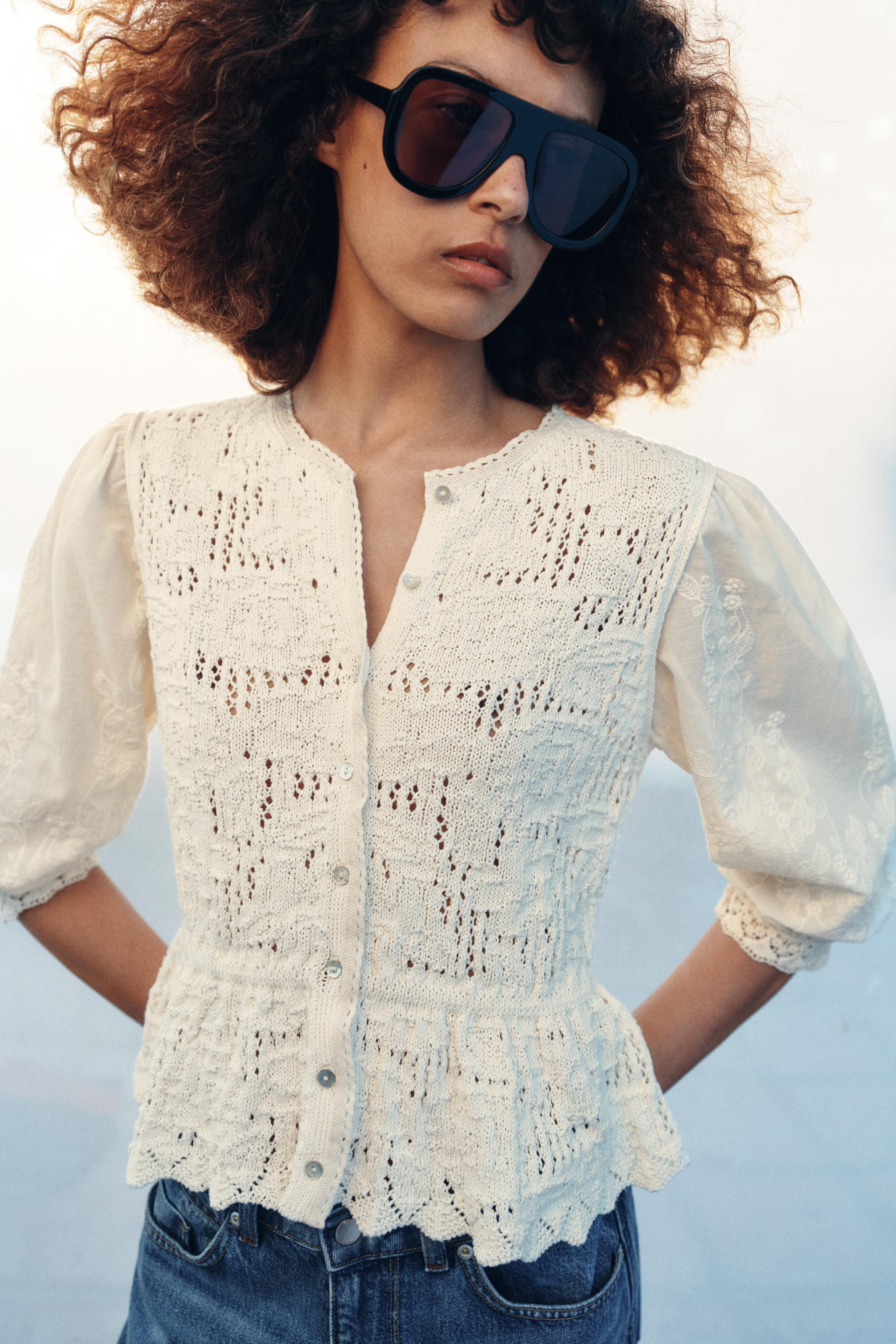 ROMANTIC COMBINATION KNIT JACKET | Zara US