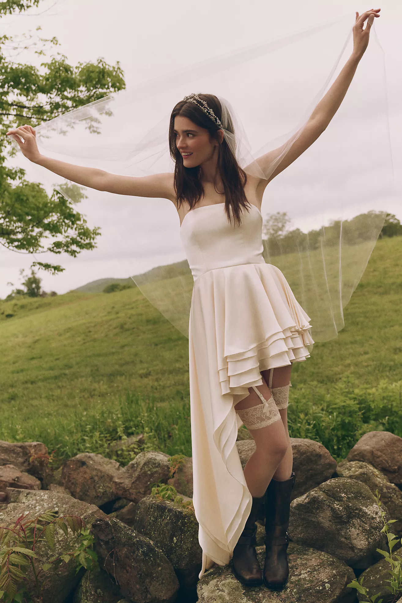 Bronx and Banco Tulum Strapless Asymmetric Ruffle Dress | Anthropologie (US)