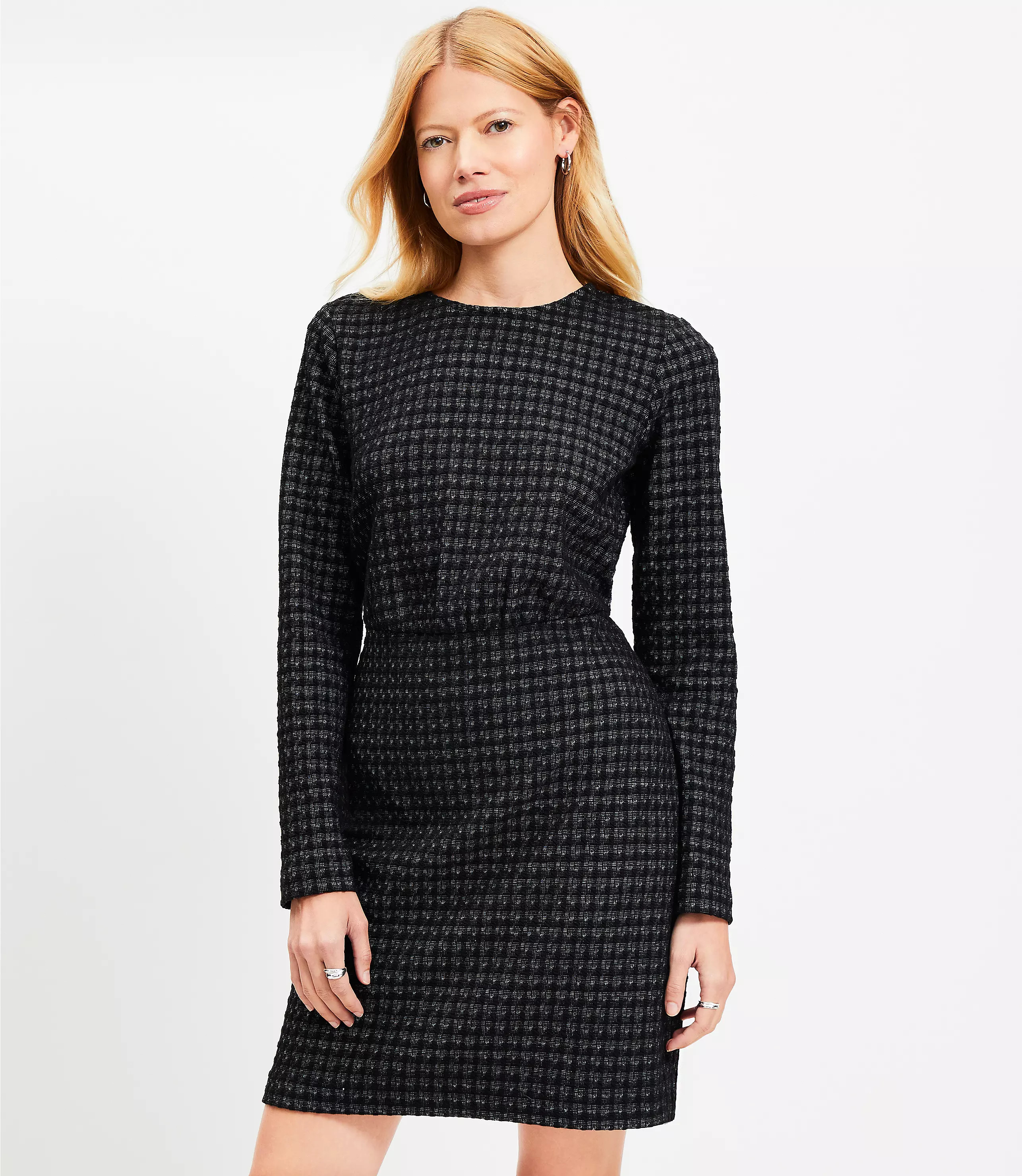 Tweed Long Sleeve Mini Dress | LOFT