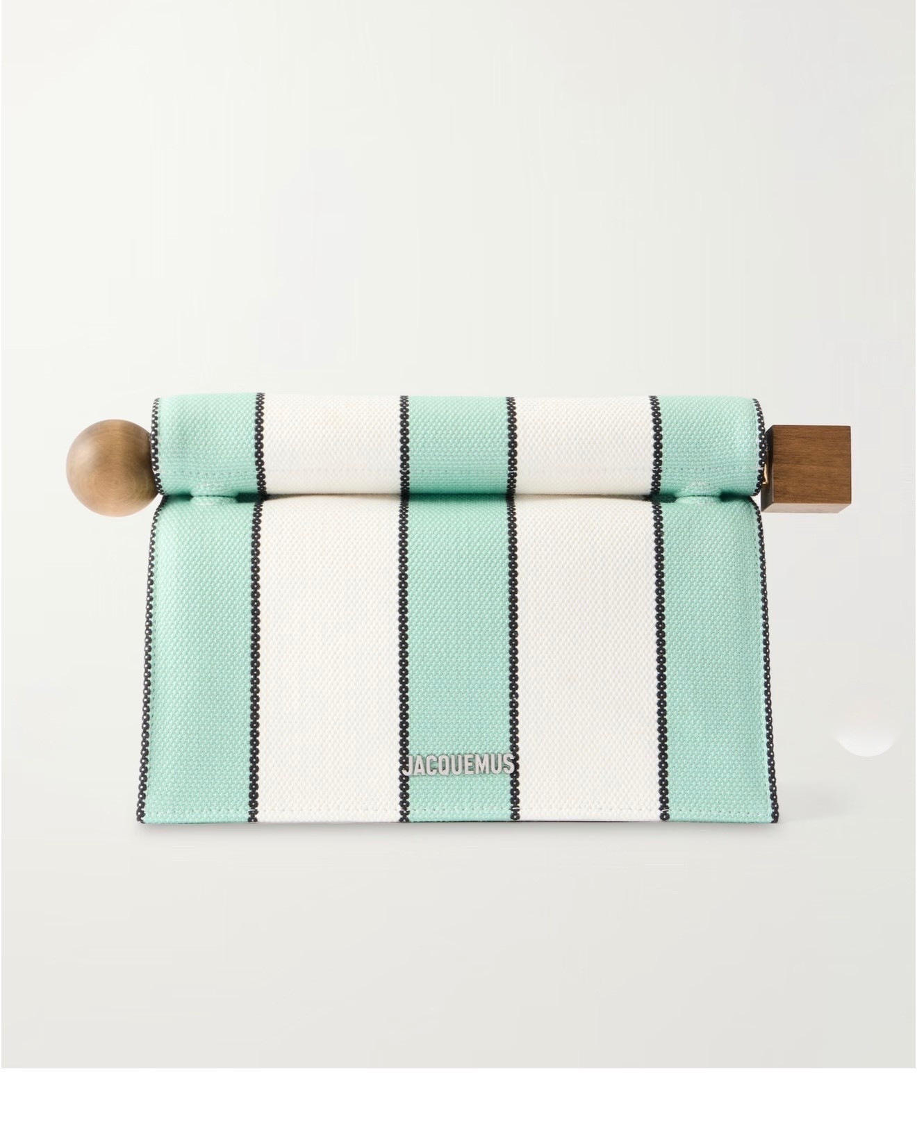JACQUEMUS
La Plage leather-trimmed raffia-effect clutch

softer take on geometry, Jacquemus' 'Rond Carré' pochette balances structure with ease. Striped canvas folds into a clean, elongated shape, punctuated by a sculptural metal closure. Graphic yet light, it feels precise without losing a sense of play

#LTKSeasonal #LTKTravel #LTKWorkwear