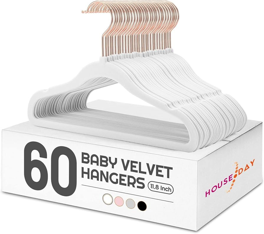 HOUSE DAY Velvet Baby Hangers for Closet, Kids Hangers Velvet 60 Pack, Non Slip Toddler Hangers 1... | Amazon (US)