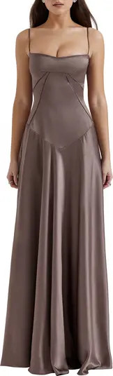 Anabella Lace-Up Satin Gown | Nordstrom