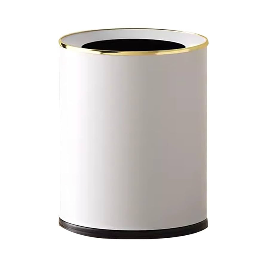 3.1 GAL Antique Gold Garbage Can,Modern Bathroom Garbage Can, White and Gold Trash Can for Bathro... | Amazon (US)