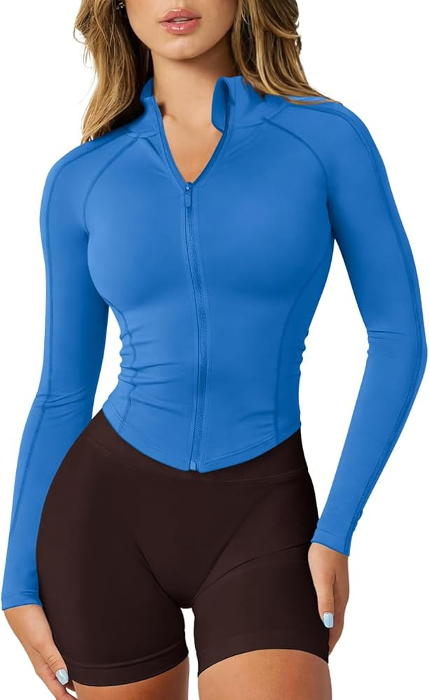 GYM RAINBOW Womens Snatched Workout Jackets Lightweight Zip Up Slim Fit Gym Track Athletic Jacket... | Amazon (US)