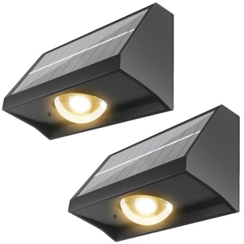 Solar Fence Lights Outdoor Waterproof High Brightness LED Spot Lens Deck Lights 7 Mode Warm & Cool White RGB Solar Powered Wall Lighting Decor for Outside Patio Step Backyard Railing Pool - 2 Pack | Amazon (US)