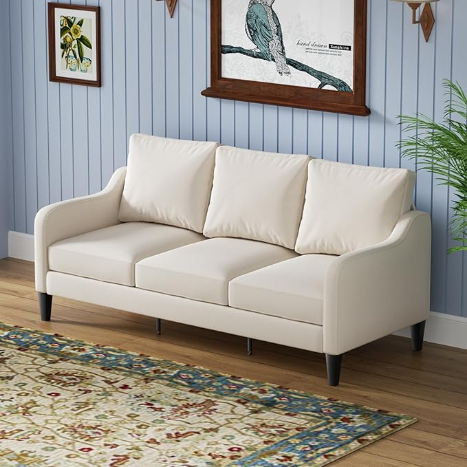 Luxury 72" Comfy Sofa Couch with Spring Cushion Comfy Upholstered 3 Seater Sofa Love-Seat Sofas &... | Amazon (US)