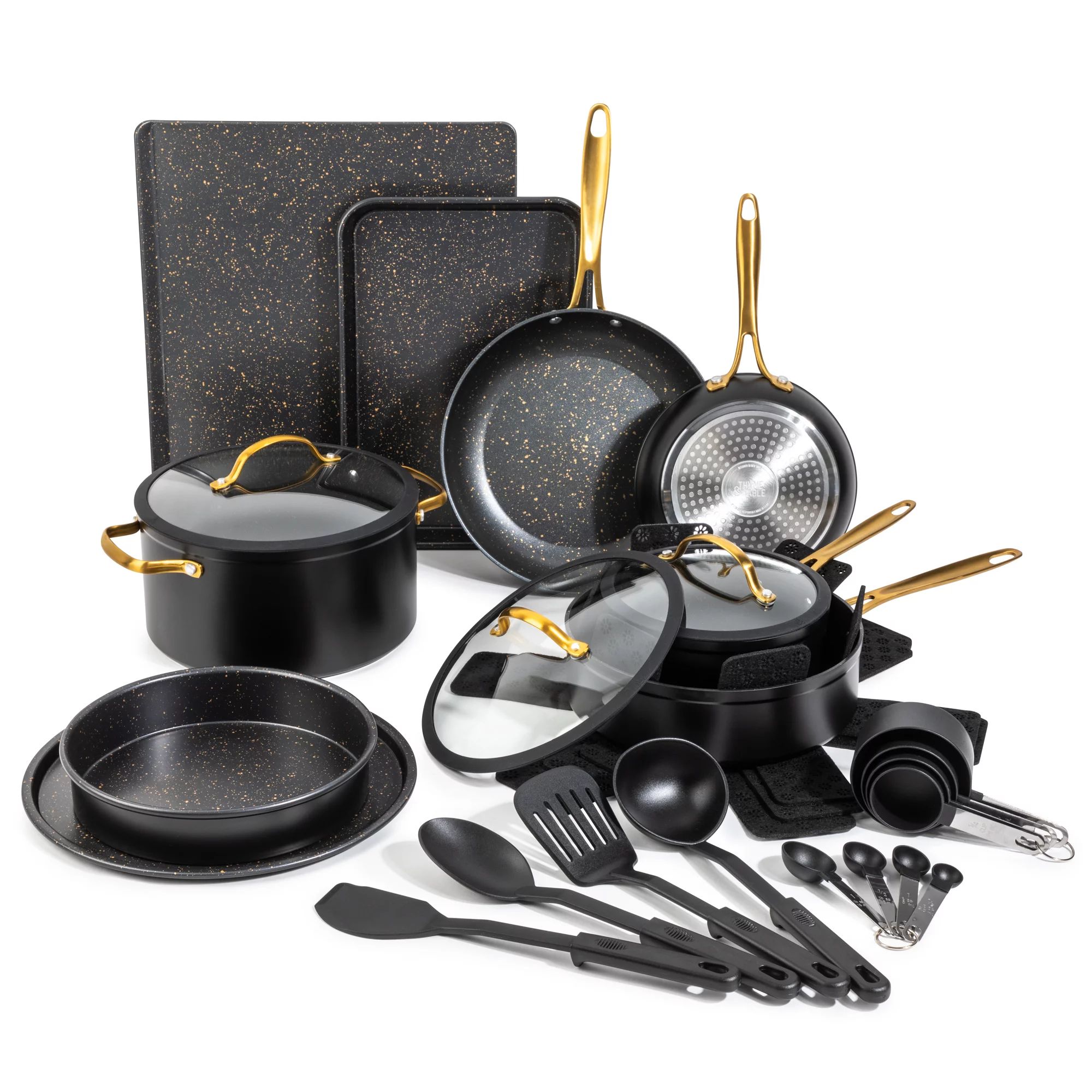 Thyme & Table Non-Stick Cookware & Bakeware, Gold, 28-Pieces Set - Walmart.com | Walmart (US)