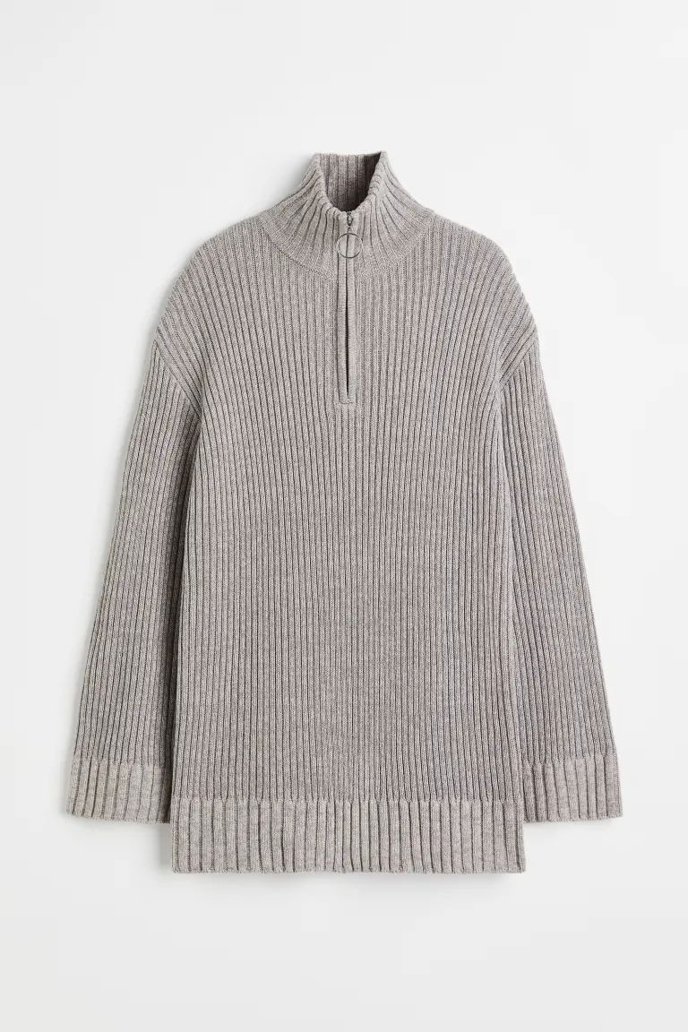 Zip-top rib-knit jumper | H&M (UK, MY, IN, SG, PH, TW, HK)