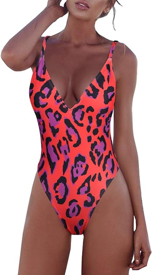 Adreamly Women's One Piece Tummy Control V Neck Backness Swimsuits Bathing Suit Swimwear Beachwea... | Amazon (US)