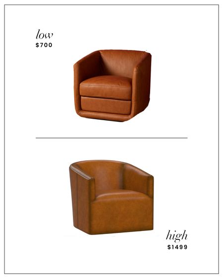 High / Low : Leather Swivel Chair from Home Goods or Pottery Barn. 

#LTKstyletip #LTKhome