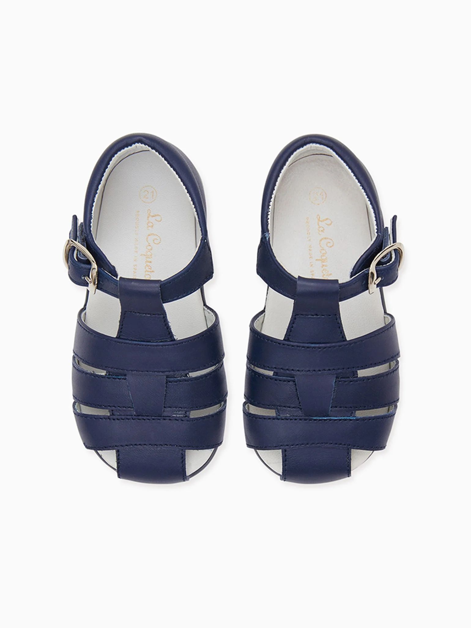 Navy Leather Toddler Toledo Sandals | La Coqueta (US)