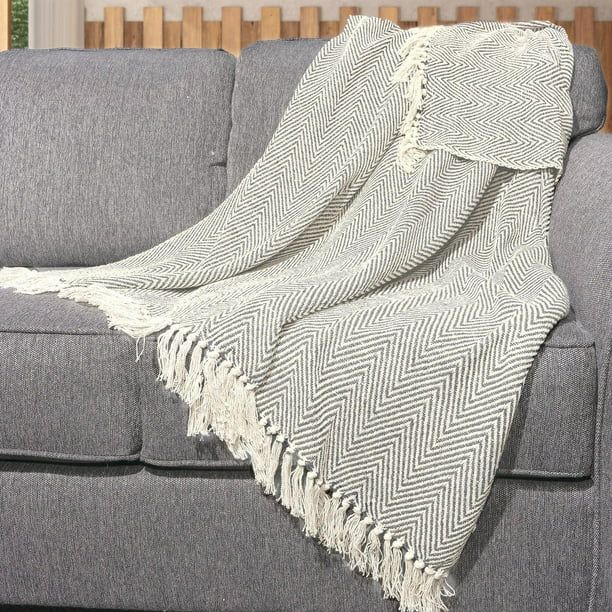 Lina Metallic Herringbone Cotton Throw Blanket | Walmart (US)
