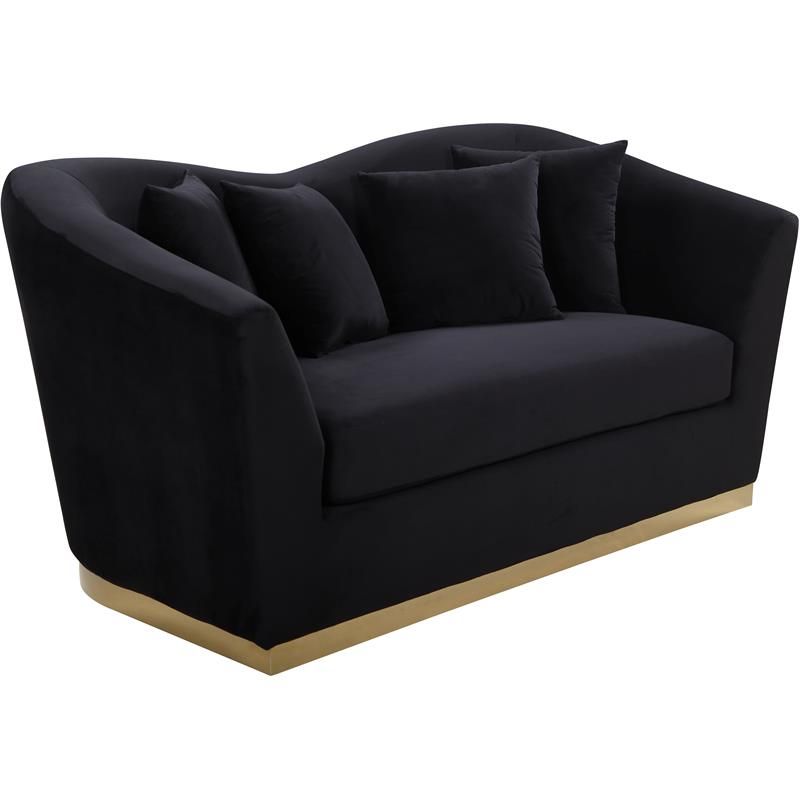 Arabella Black Velvet Loveseat-Color:Black Velvet,Finish:Gold,Style:Contemporary | Walmart (US)