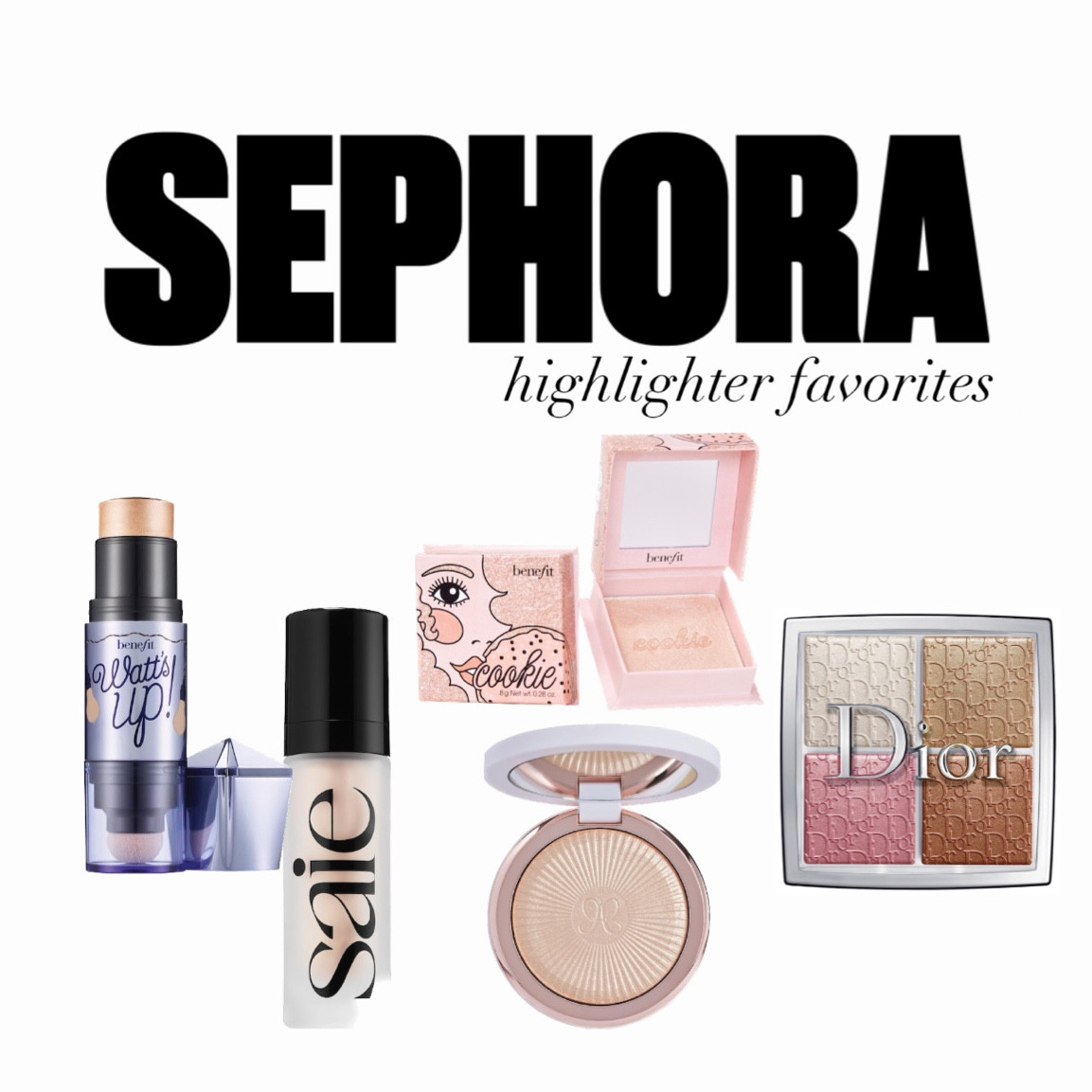 Sephora Highlighter Favorites

Watt's Up! Champagne Cream Highlighter - Benefit Cosmetics

Saie Glowy Super Gel Lightweight Dewy Multipurpose Illuminator

Benefit Cosmetics Cookie and Tickle Powder Highlighters

Glow Seeker Highlighter - Anastasia Beverly Hills

Dior BACKSTAGE Glow Face Palette

#LTKbeauty #LTKsalealert