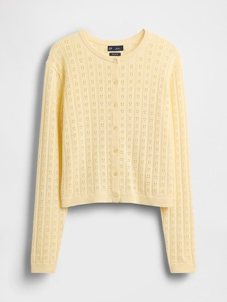 100% Cotton Pointelle Crop Cardigan | Gap (US)